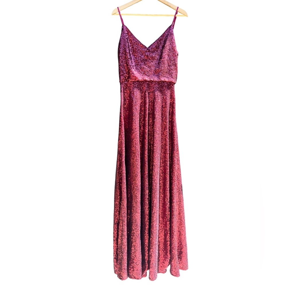 REVELRY $199 Sequin Dress Red Sparkle Prom Formal Wedding Guest Gown Maxi Dress